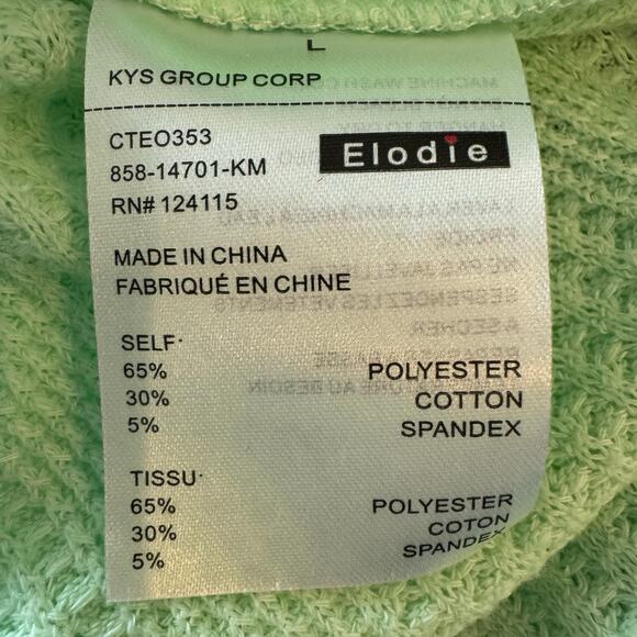 Elodie Women’s Large Green Waffle Knit Button Crop Top NWT - Picture 8 of 10